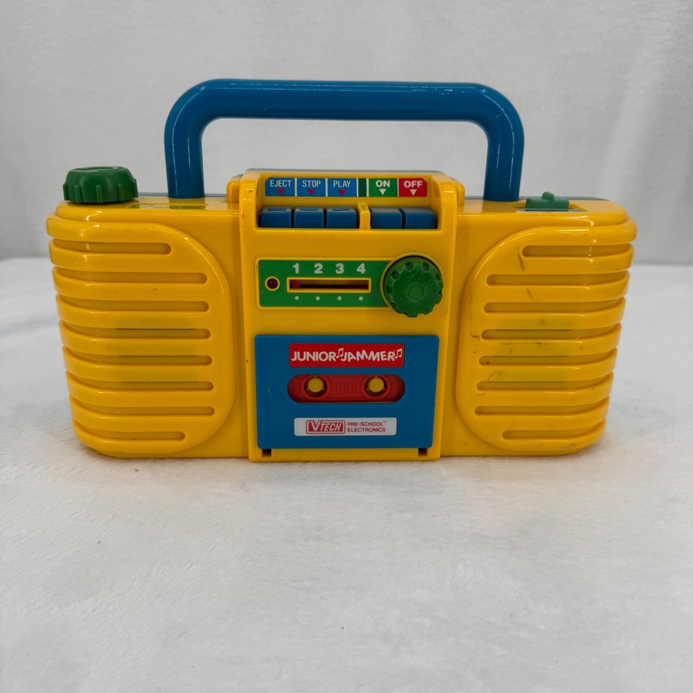 Vintage 1989 VTech Junior Jammer Boombox & 3 Music Cassettes 90s Electronic Toy